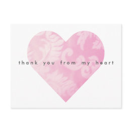 Small Pink Heart Thank You Postinvitations Customizable Front View