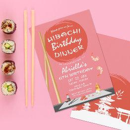 Small Pink Hibachi Birthday Dinner Hibachi Party Invitation Front View