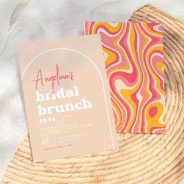Small Pink Hippie Boho Modern Arch Brunch Bridal Shower Invitation Front View