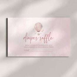 Small Pink Hot Air Balloon Baby Shower Diaper Raffle Enclosure Invitations Front View