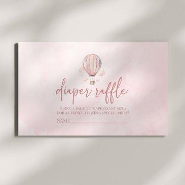 pink hot air balloon baby shower diaper raffle enclosure invitations