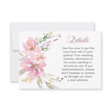 pink lavender watercolor floral wedding detail rsvp invitations