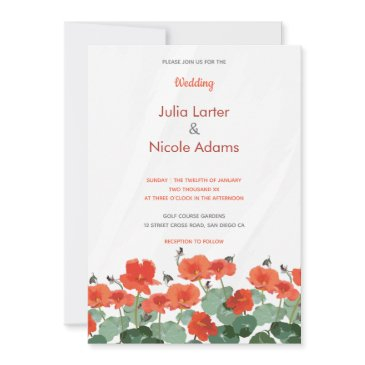 pink lily lotus flowers in pond wedding invitation