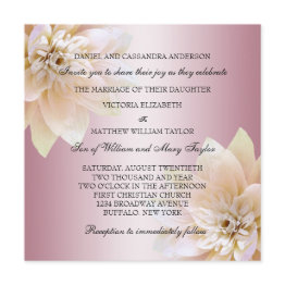 Small Pink Lotus Flower Wedding Invitation Front View