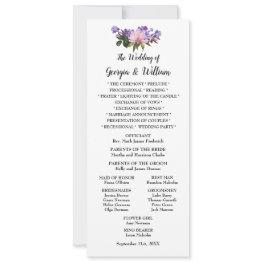 Small Pink Magnolia Lavender Floral Wedding Menu Invitations Front View