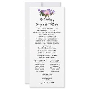 pink magnolia lavender floral wedding menu invitations