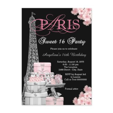 pink paris sweet 16 party invitation
