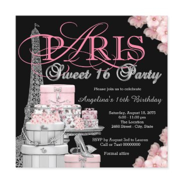 pink paris sweet 16 party invitation