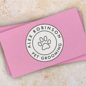 pink paw print pet grooming business invitations