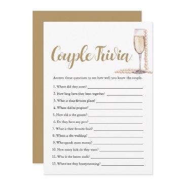 pink pearls & prosecco couple trivia bridal game invitation