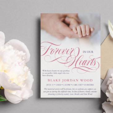 pink purple forever in our hearts baby memorial announcement