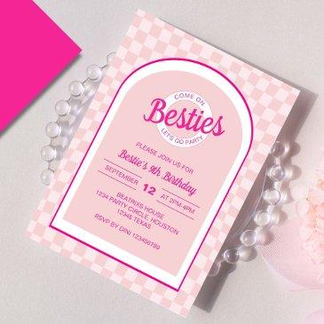 pink retro doll lets go party birthday invitation