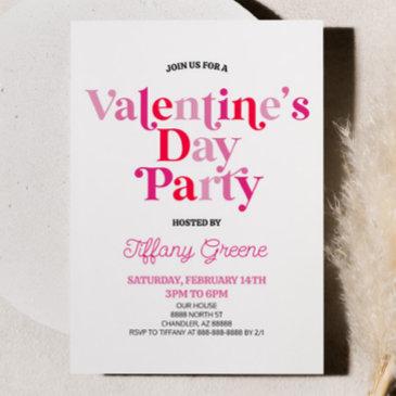 pink retro minimalist valentine's day party invitation