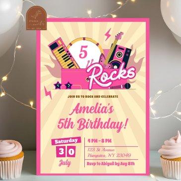 pink rocks birthday girl invitation