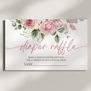 pink rose floral flower baby shower diaper raffle enclosure invitations