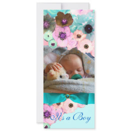 Small Pink Roses And Blue Bow Photo Template Monogram Front View