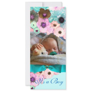 pink roses and blue bow photo template monogram