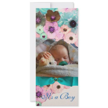 pink roses and blue bow photo template monogram
