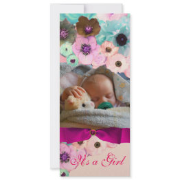 Small Pink Roses And Bow, Baby Shower Photo Template Front View
