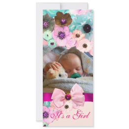 Small Pink Roses And Bow, Baby Shower Photo Template Front View