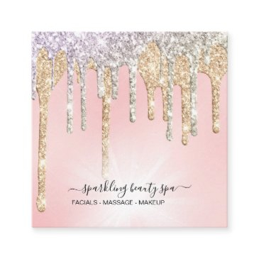 *~* pink silver + gold drip glitter drippingap7 square business invitations