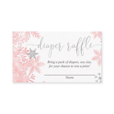 pink silver snowflake baby shower diaper raffle enclosure invitations
