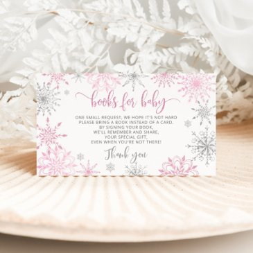 pink silver snowflakes books for baby ticket enclosure invitations