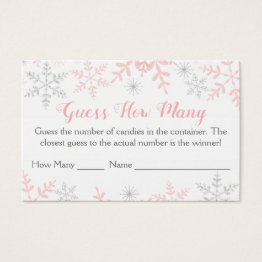 Small Pink Snowflakes Baby Shower Guess How Many Game Front View