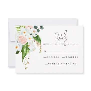 pink, teal and orchid tropical floral r.s.v.p rsvp invitations