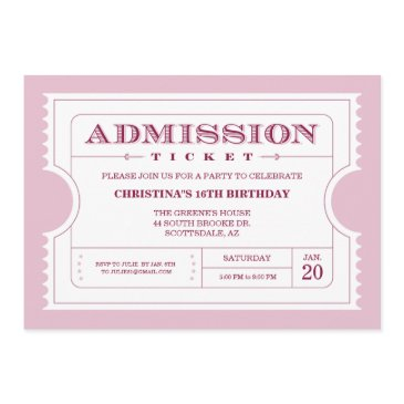 pink ticket party invitation