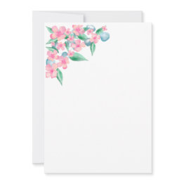 Small Pink Watercolor Floral Design Invitation Front View
