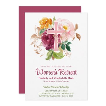 pink watercolor floral women's church retreat invitation