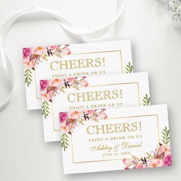 pink wedding reception gold drink ticket invitations