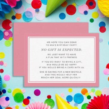 pink white fiver 5 dollar birthday party enclosure invitations