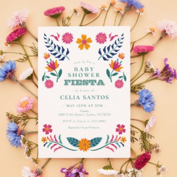 pink yellow mexican fiesta baby shower invitation
