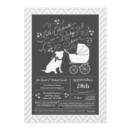 Small Pit Bull Dog Baby Shower Gender Neutral Pitbull Invitation Front View