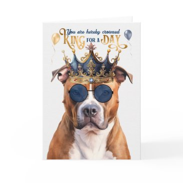 pitbull terrier dog king for a day funny birthday invitations