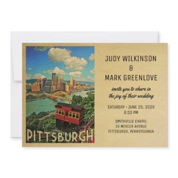 pittsburgh wedding invitation vintage mid-century