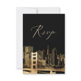 Small Pixdezines Rsvp San Francisco Skyline/faux Gold Front View