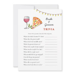 Small Pizza And Wine Bridal Shower Trivia Games Invitation Front View