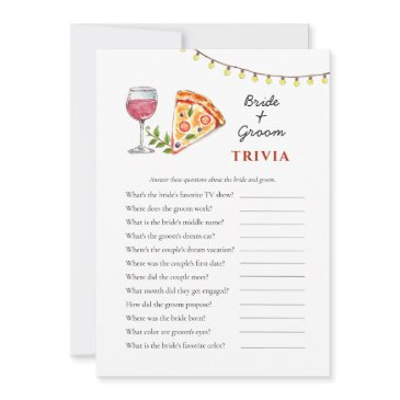 pizza and wine bridal shower trivia games invitation