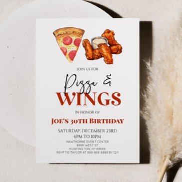 pizza and wings chicken wings birthday party invitation