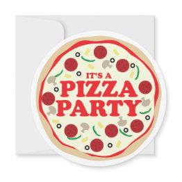 Small Pizza Party Birthday Invite Front View