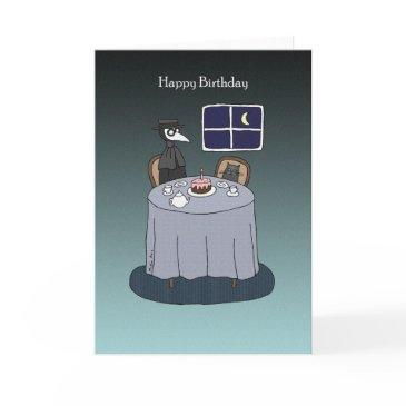 plague doctor with black cat funny goth birthday invitations