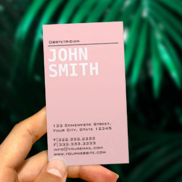 plain pink obstetrician business invitations