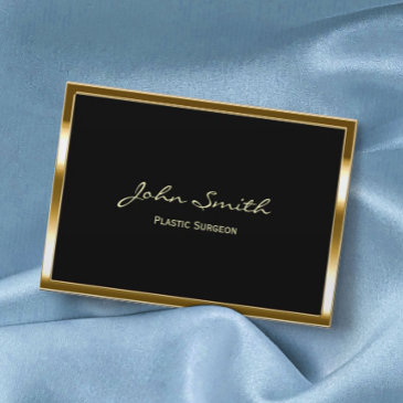 plastic surgeon modern black & gold frame business invitations