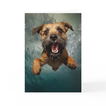 playful dog swimming underwater design invitations