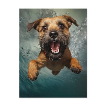 playful dog swimming underwater design postinvitations