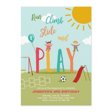playground birthday invite party in the park boy