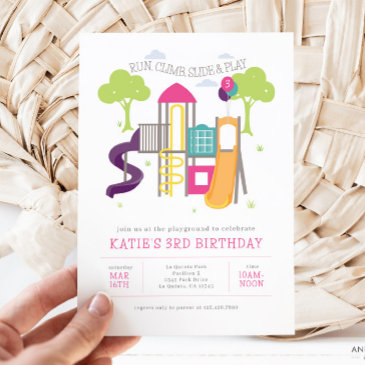 playground park girl birthday invitation